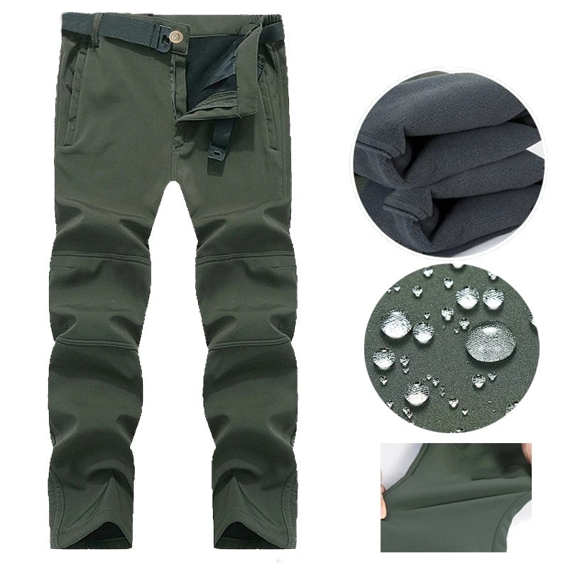 Men'S Winter Softshell Tactical Waterproof Jackets Male Hood Coat Combat Fishing Hiking Camping Climbing Skiing Pants Trousers